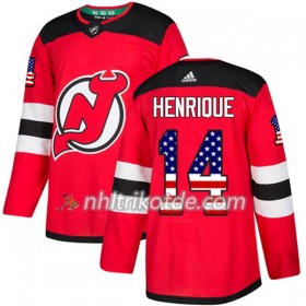 New Jersey Devils Trikot Adam Henrique 14 Adidas 2017-2018 Rot USA Flag Fashion Authentic - Herren
